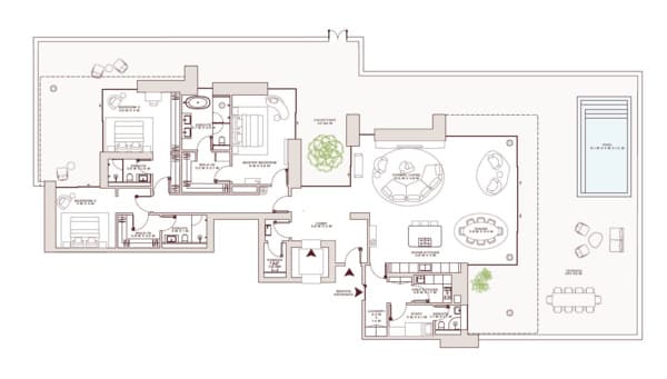 Solaya 7 3 BR Apartments floor plan, 6,663 sqft, drawing published by Meraas