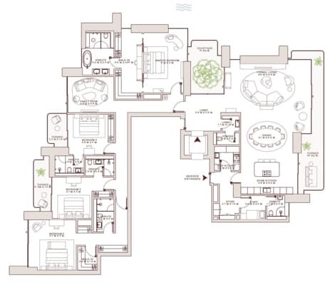 Solaya 7 4 BR Apartments floor plan, 4,542 sqft, drawing published by Meraas