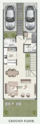 Greenz 3 BR Townhouse floor plan, 2,400 sqft, drawing published by Danube