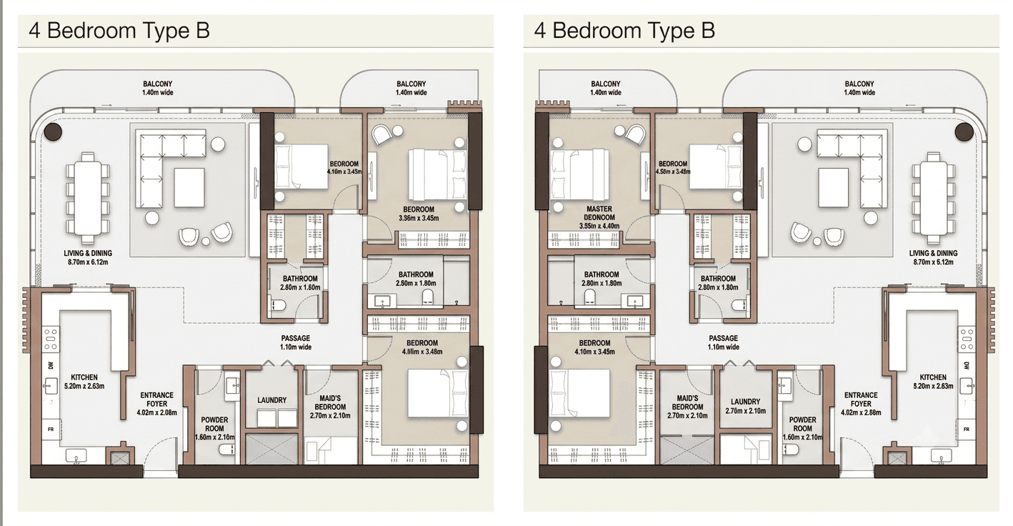 The Edit at d3 Tower C 4 BR Apartments floor plan, 2,809 sqft, drawing published by Meraas