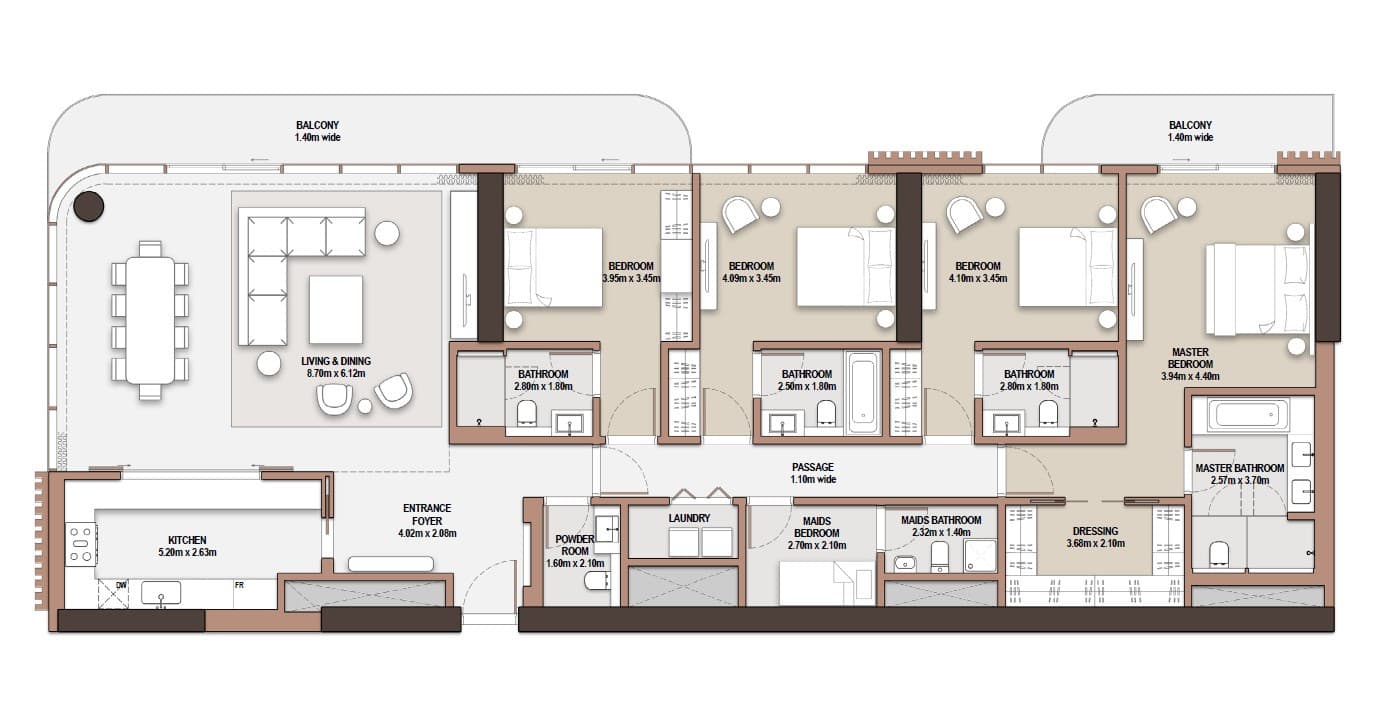 The Edit at d3 Tower C 5 BR Penthouse floor plan, 9,397 sqft, drawing published by Meraas