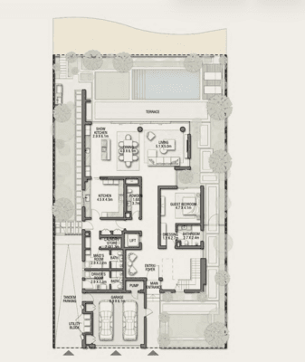 Palm Jebel Ali Villas - Frond F 5 BR Villa floor plan, 8,331 sqft, drawing published by Nakheel