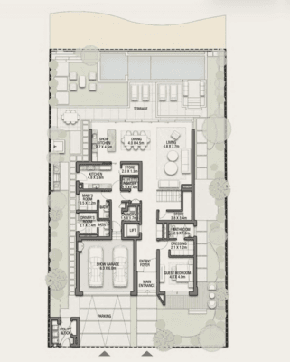 Palm Jebel Ali Villas - Frond F 6 BR Villa floor plan, 7,728 sqft to 12 sqft, drawing published by Nakheel