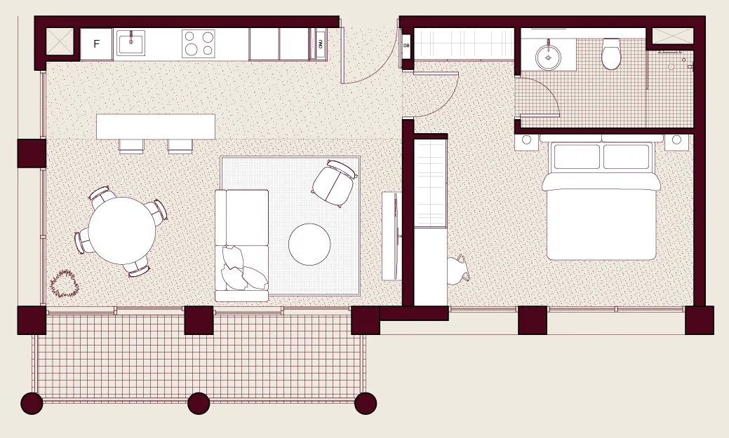 Enta Residences 1 BR Apartments floor plan, 751 sqft to 996 sqft, drawing published by RAK Properties