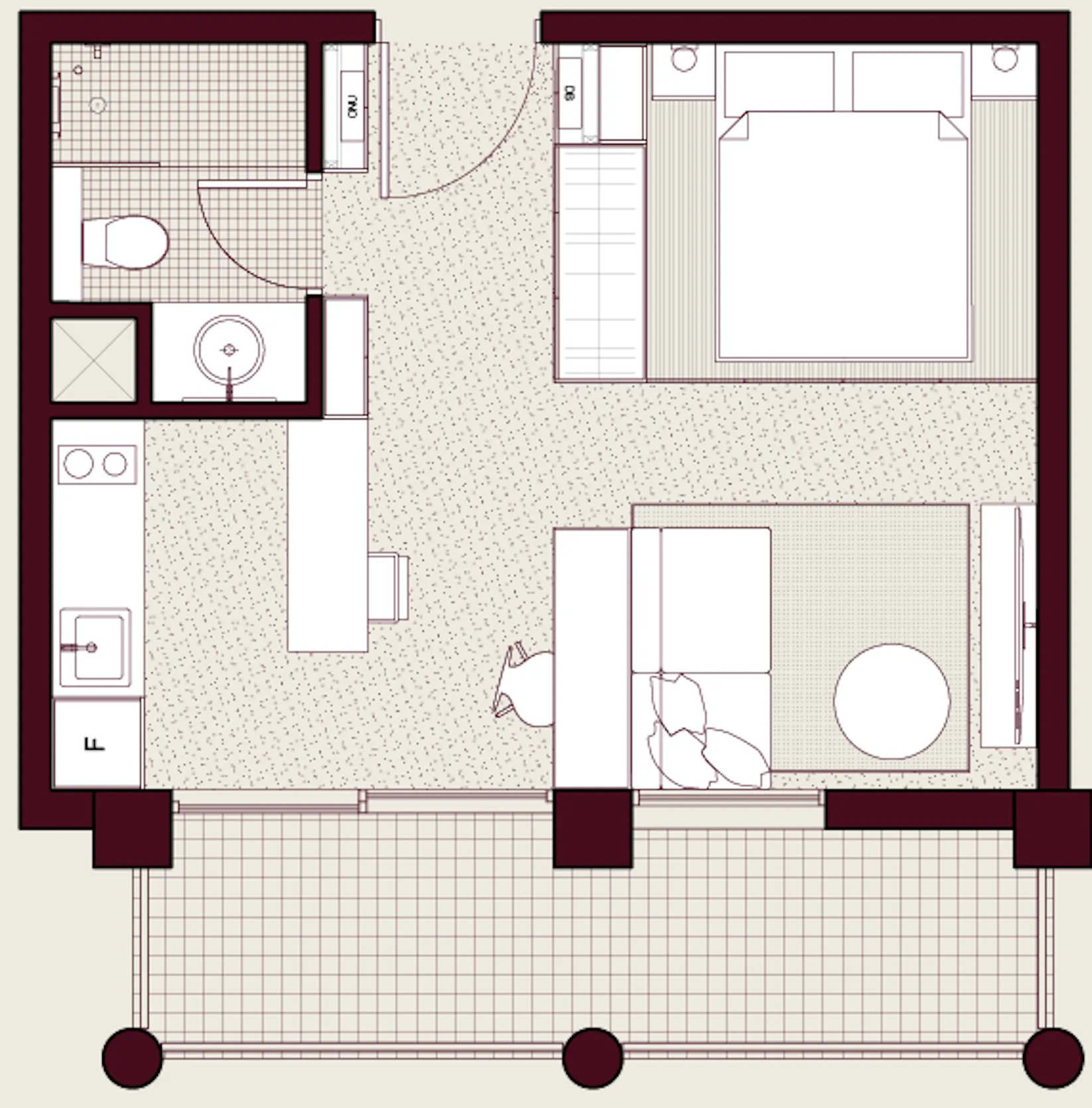 Enta Residences Studio Apartments floor plan, 348 sqft to 452 sqft, drawing published by RAK Properties