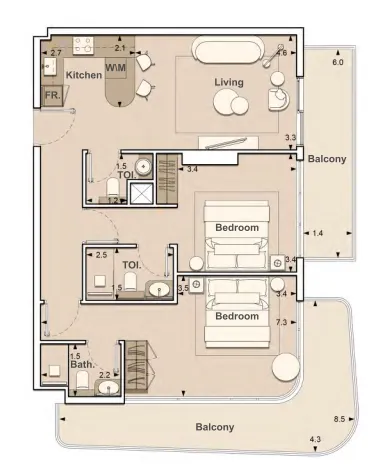 Lume Residences 2 BR Apartments floor plan, 1,118 sqft to 1,318 sqft, drawing published by S&S Developments