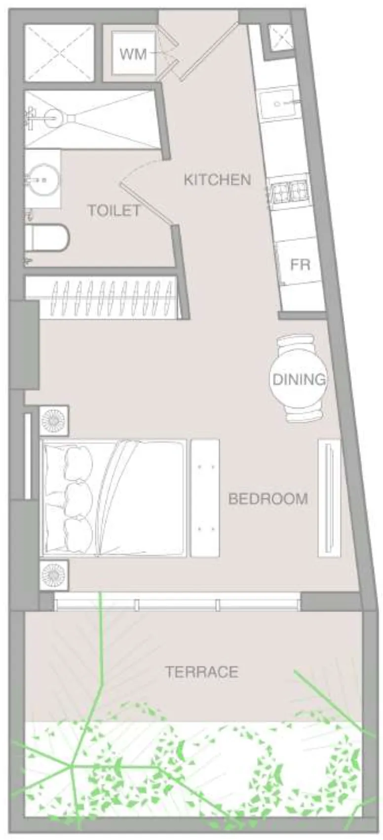 IR1DIAN PARK Studio Apartments floor plan, 505 sqft, drawing published by Object One