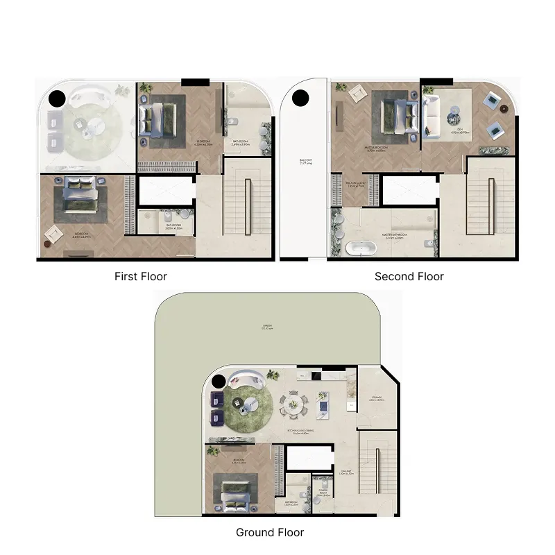 Elle Residences 4 BR Townhouse floor plan, 3,556 sqft, drawing published by ANAX Developments