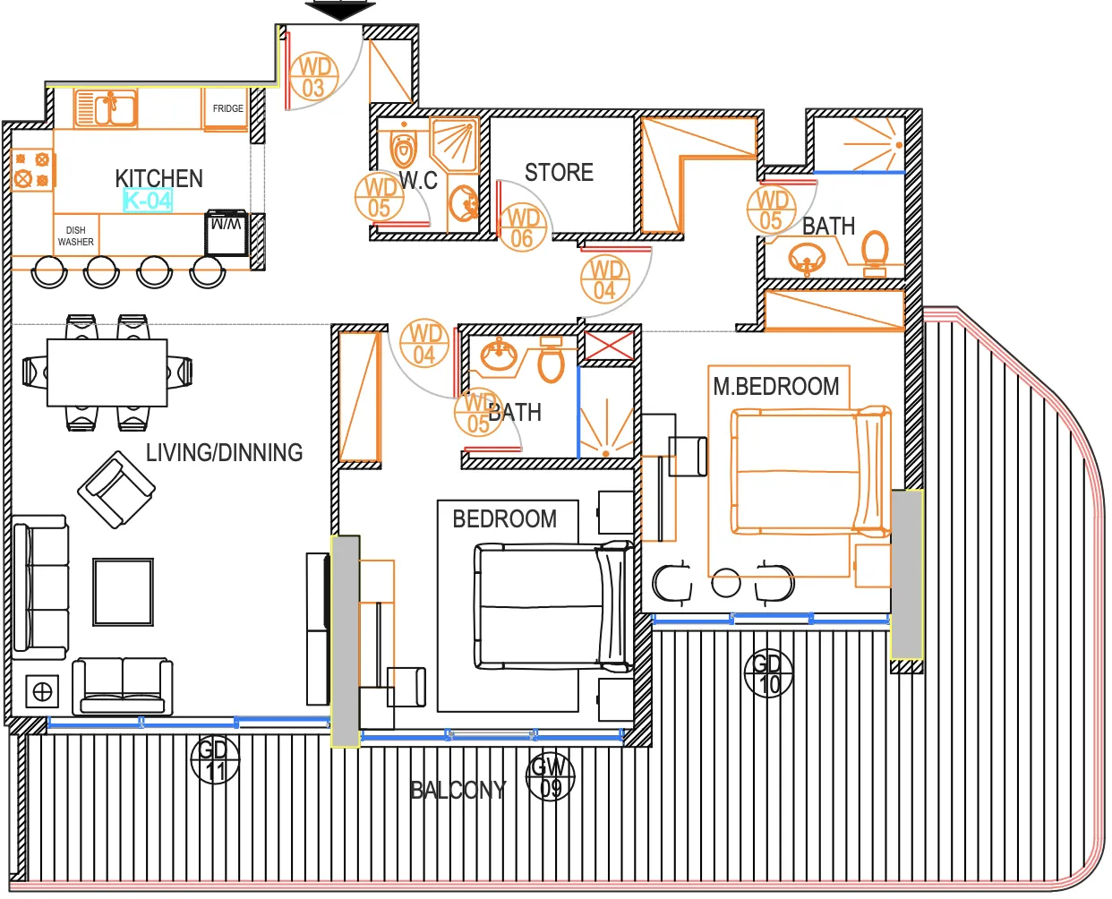 Urban Life 2 BR Apartments floor plan, 1,575 sqft to 1,757 sqft, drawing published by Urban Properties Development