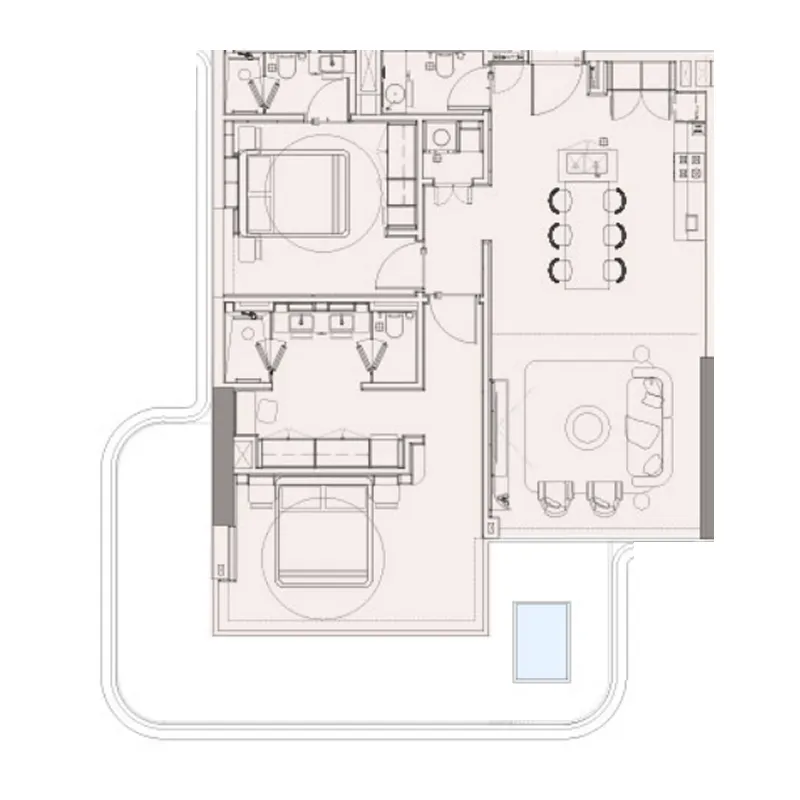 Sunset Bay 5 2 BR Apartments floor plan, 1,401 sqft to 2,183 sqft, drawing published by Imtiaz