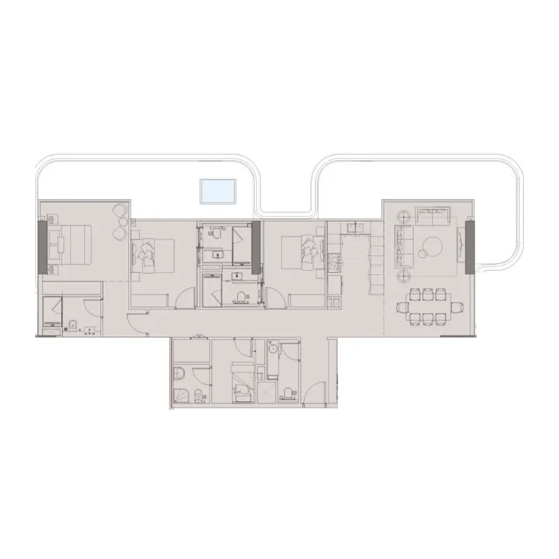 Sunset Bay 5 3 BR Apartments floor plan, 2,010 sqft, drawing published by Imtiaz