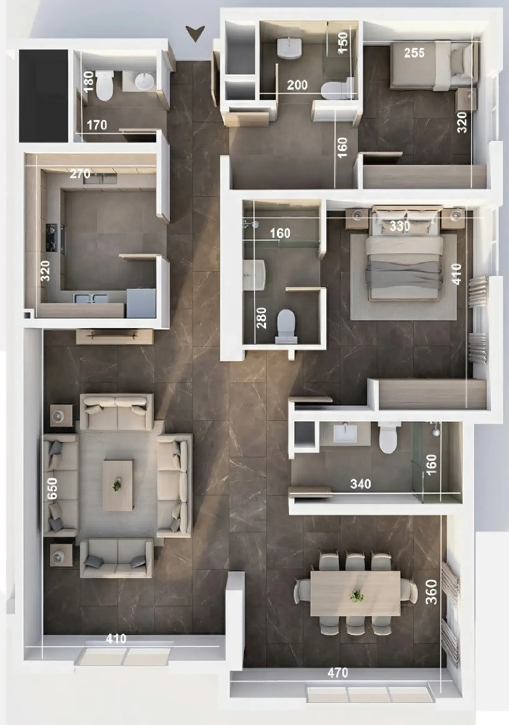 ICONA Residence 1.5 BR Apartments floor plan, 1,204 sqft to 1,335 sqft, drawing published by Castor Real Estate Development