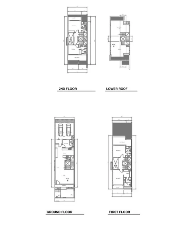 Veranda Collection 2 4 BR Townhouse floor plan, 3,243 sqft, drawing published by Credo Investments FZE