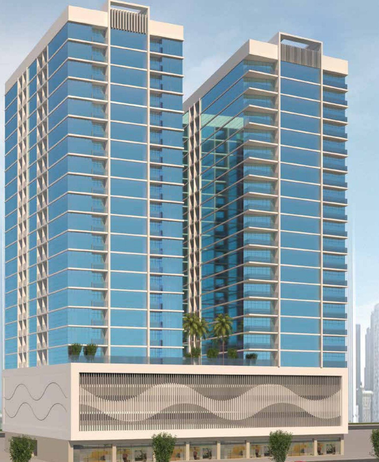 Gulfa Towers by GJ Properties, Al Rashidiya 1. Render supplied by developer.
