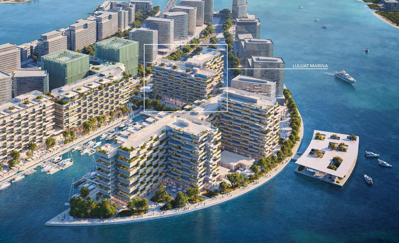 Luluat Marina at Al Raha by ICT Real Estate Development, Al Raha Beach. Render supplied by developer.
