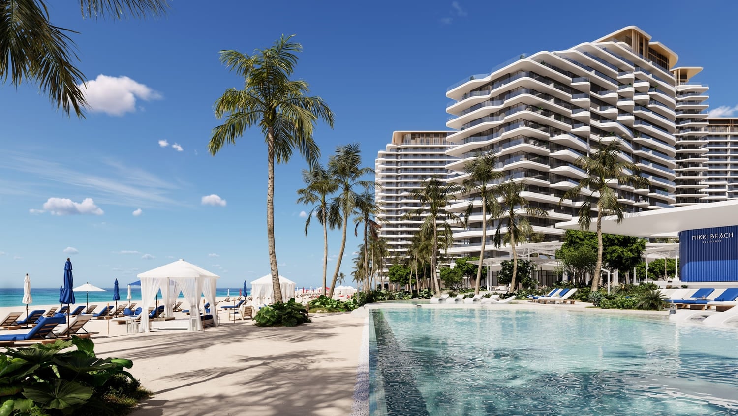 Nikki Beach Residences by Aldar, Al Marjan Island. Render supplied by developer.