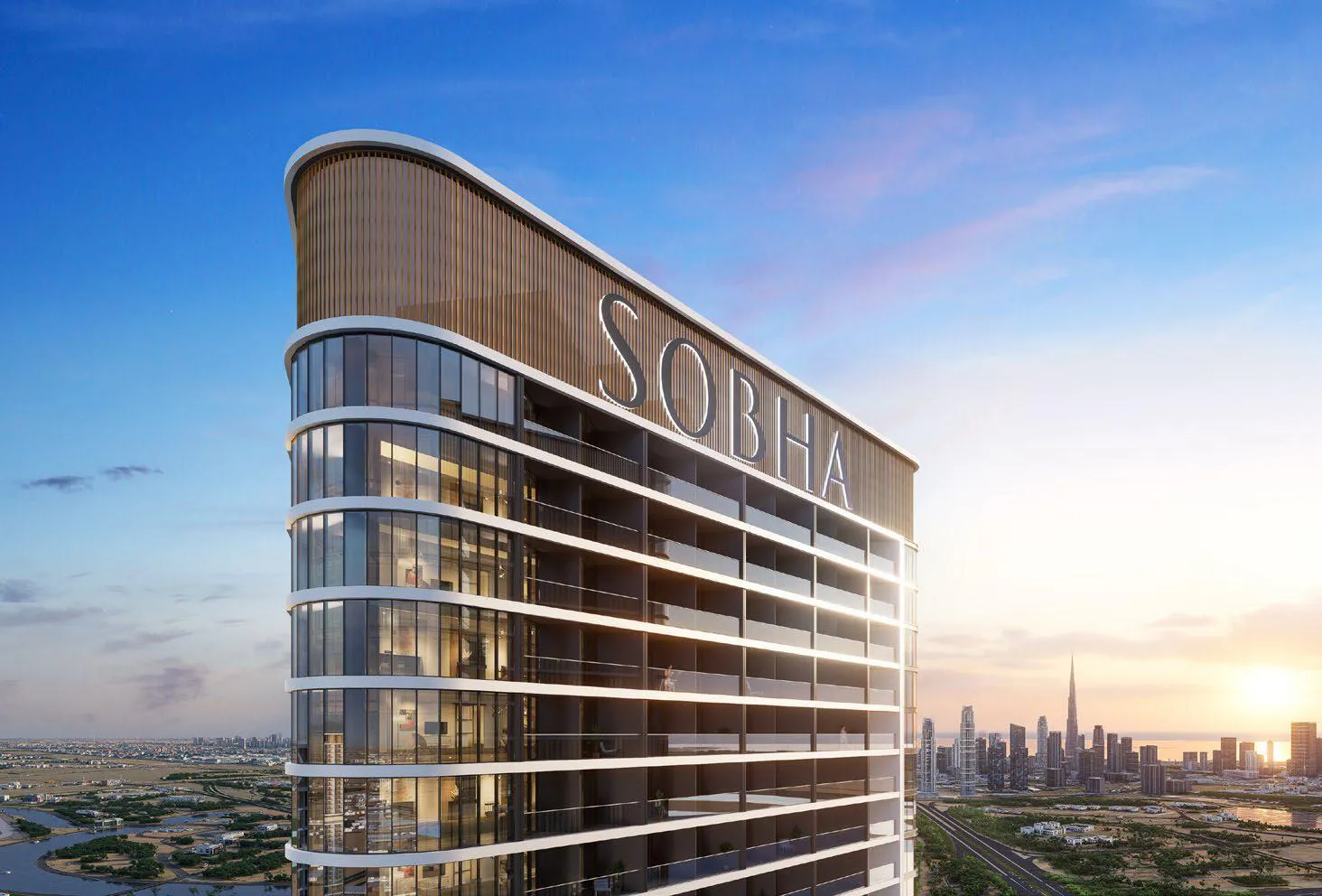 Skyvue Altier by Sobha, Azizi Riviera at Meydan One. Render supplied by developer.