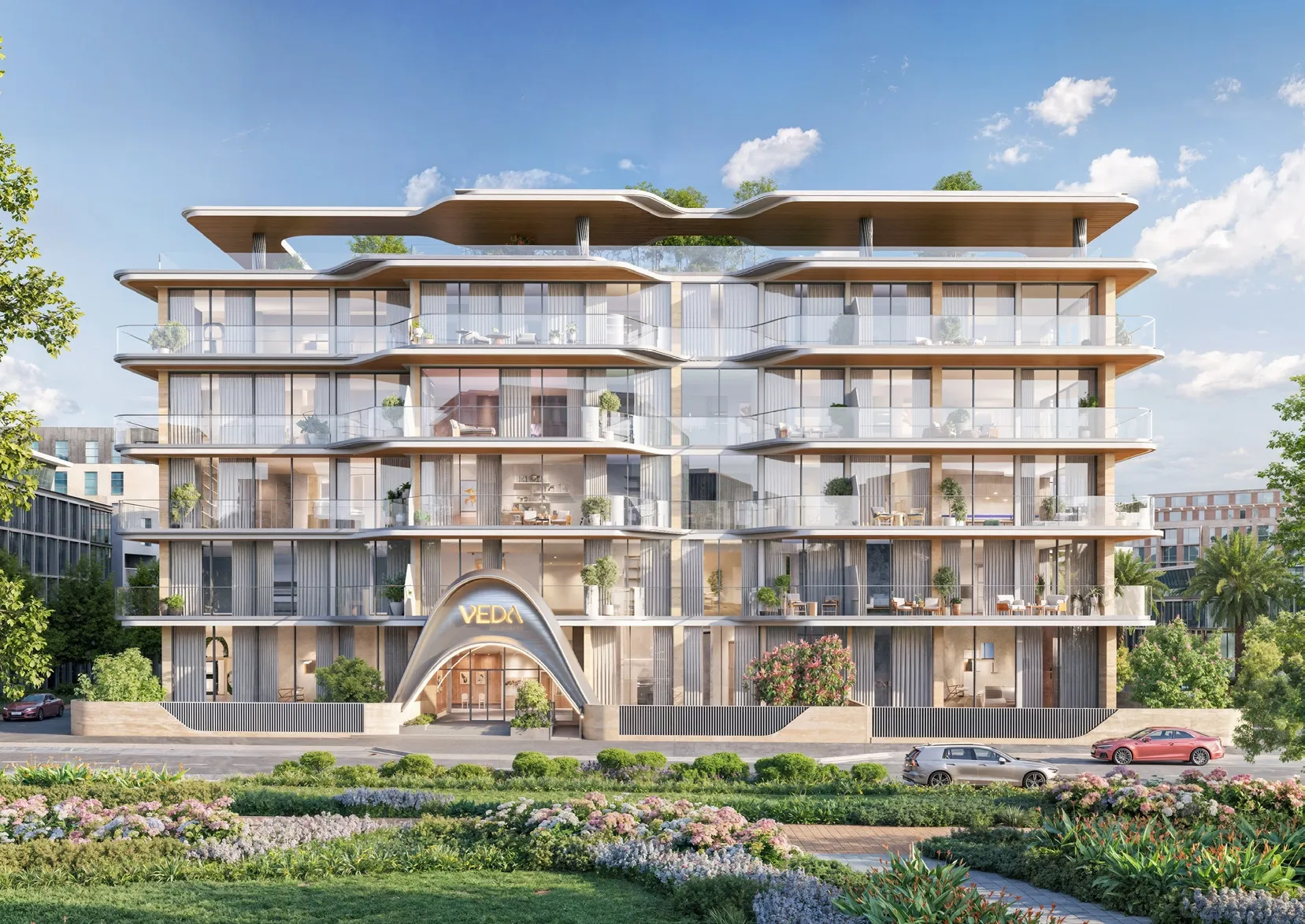 Veda by AUM Development by AUM Development, Al Barsha South 4. Render supplied by developer.