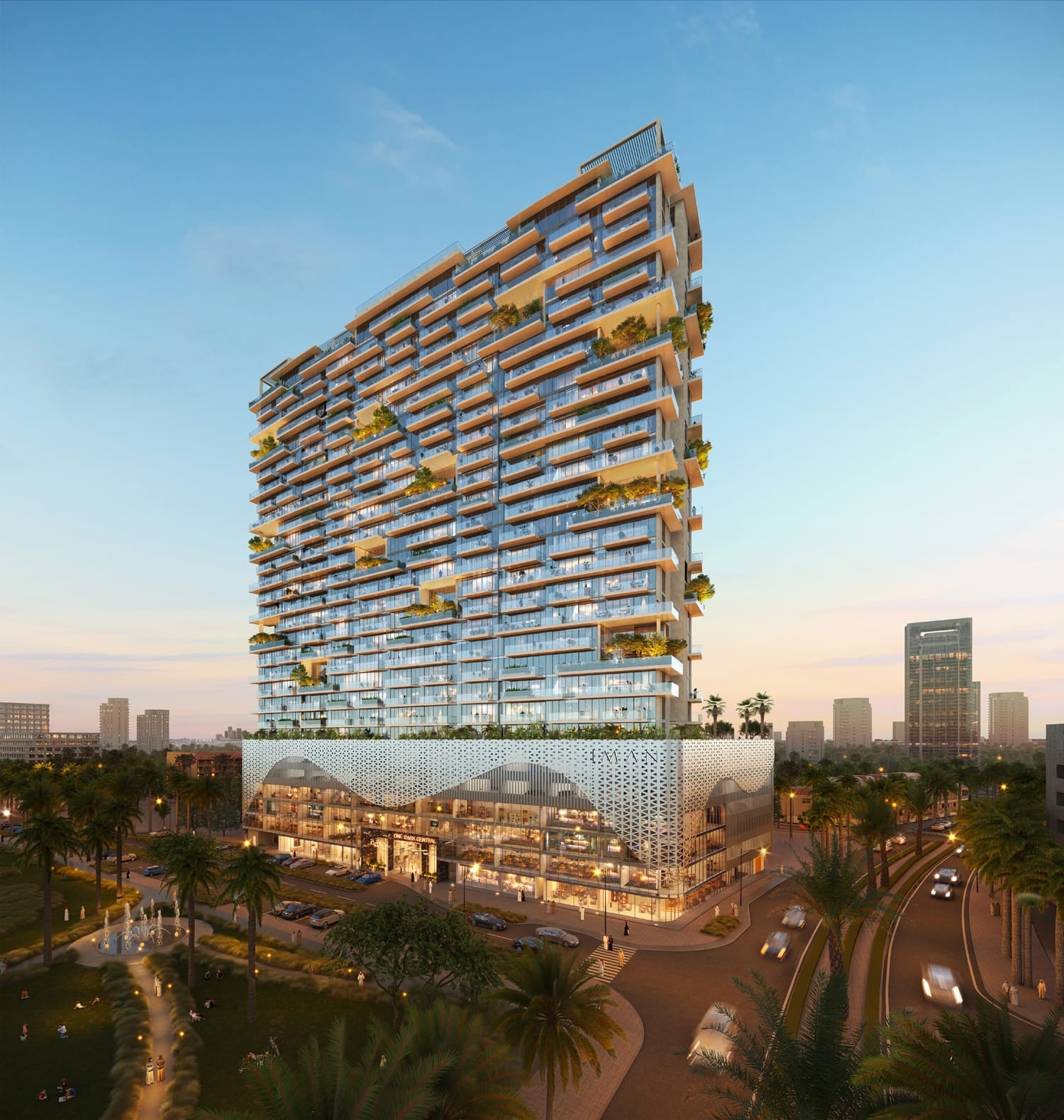 One Park Central by IMAN Developers in JVC (Jumeirah Village Circle), render supplied by developer