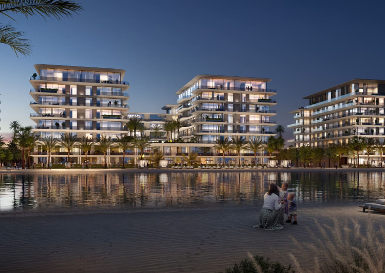 The Blue Beach Residence by Ajmal Makan, Al Hamriya. Render supplied by developer.