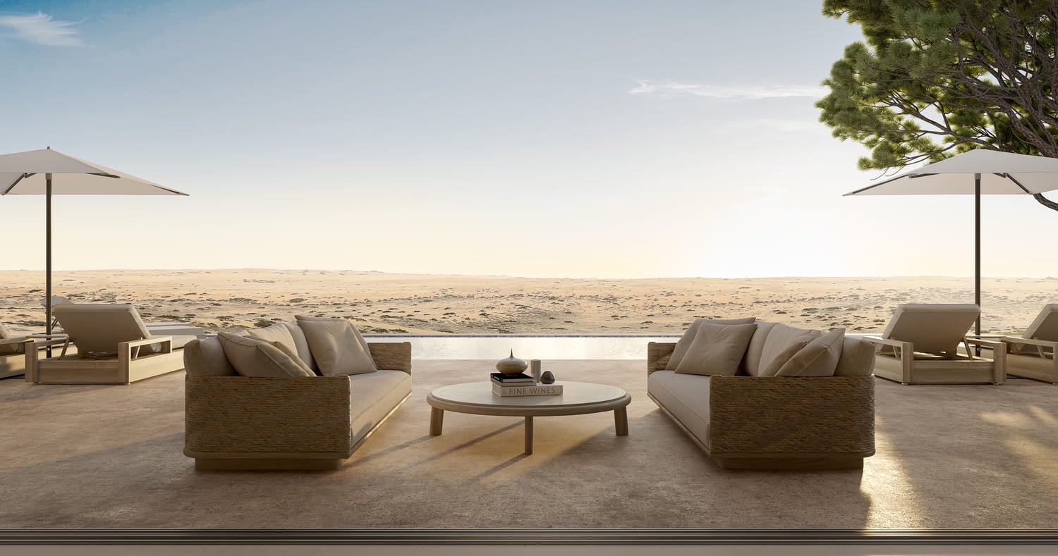 The Ritz Carlton Al Wadi Desert Resort by Al Hamra Real Estate Developer, image 3 of 12. Render supplied by developer.