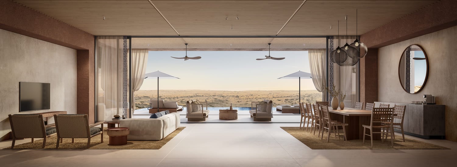 The Ritz Carlton Al Wadi Desert Resort by Al Hamra Real Estate Developer, image 11 of 12. Render supplied by developer.