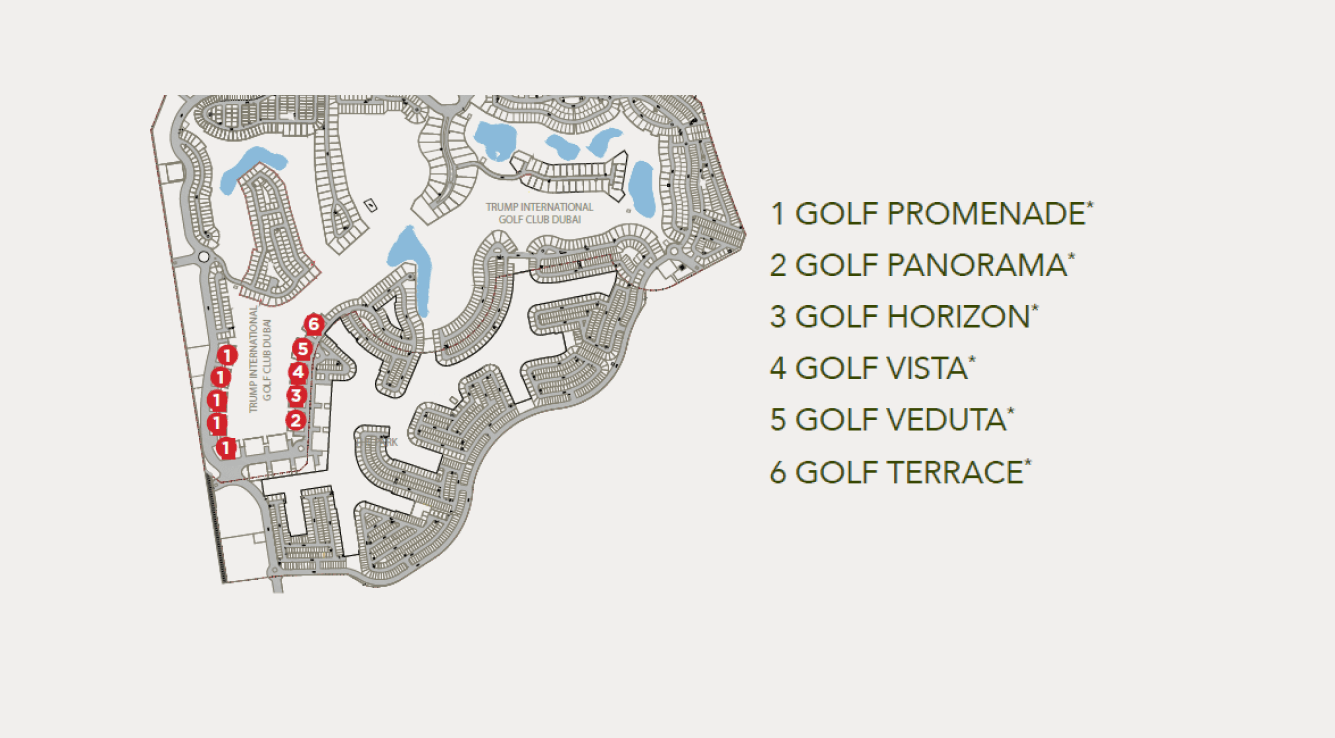 Damac Hills - Golf Promenade, image 6 of 6. Render supplied by developer.