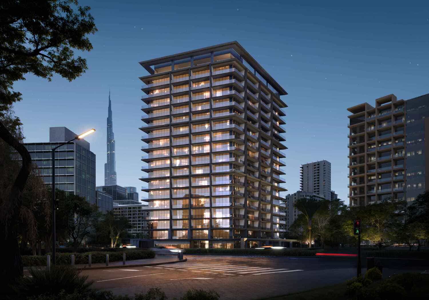 Binghatti Pinnacle by Binghatti, Al Jaddaf. Render supplied by developer.