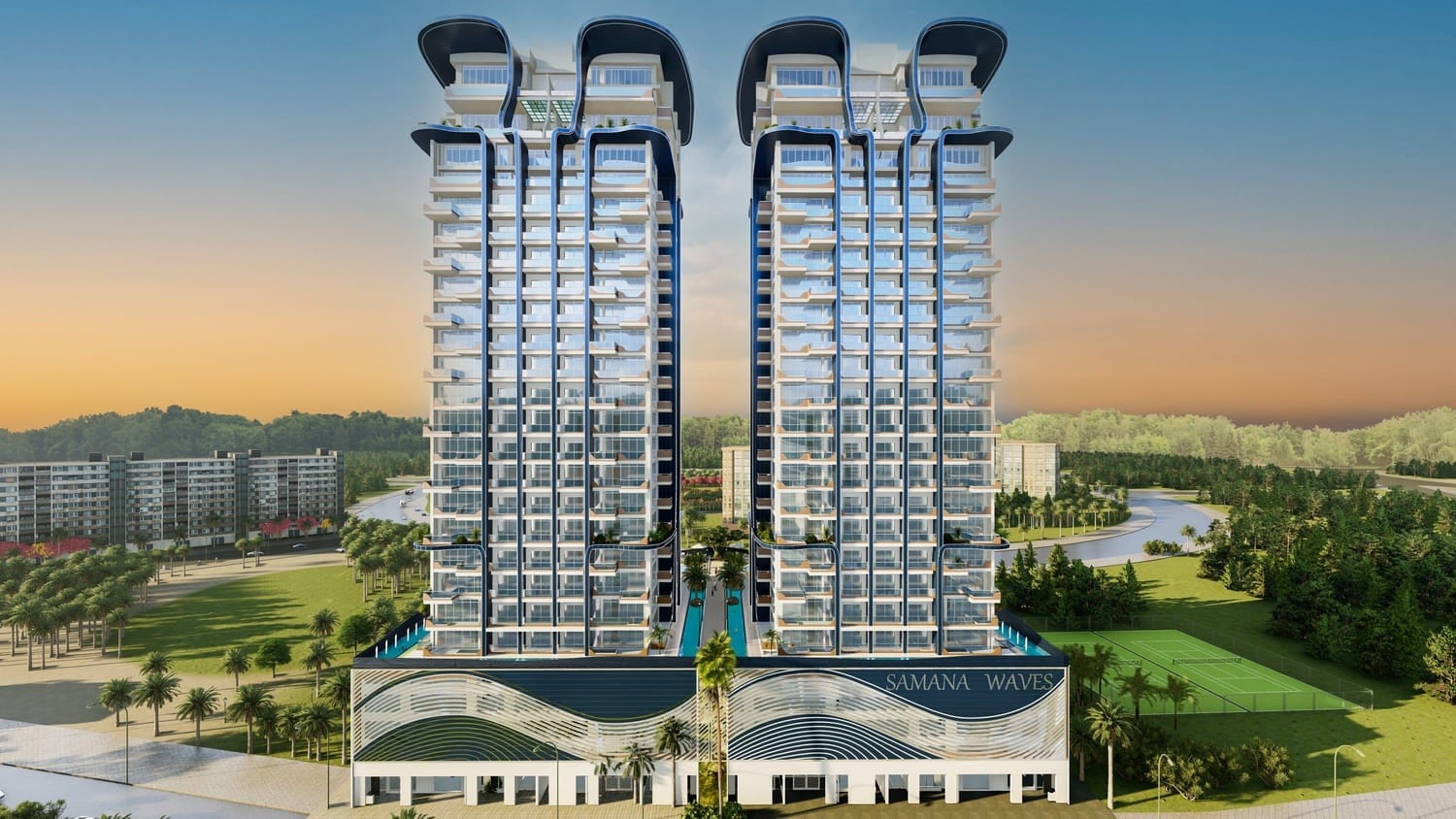 Samana Waves Phase II by Samana, JVC (Jumeirah Village Circle). Render supplied by developer.