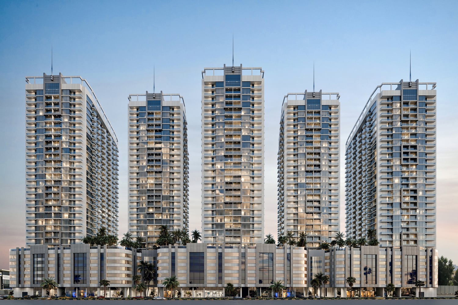 Ajman Creek Towers by GJ Properties, image 1 of 10. Render supplied by developer.