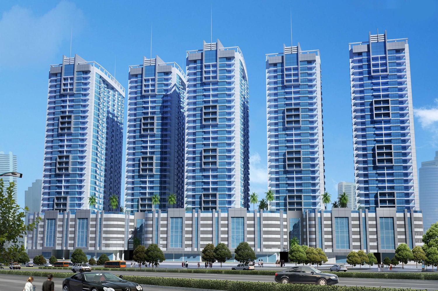 Ajman Creek Towers by GJ Properties, image 5 of 10. Render supplied by developer.
