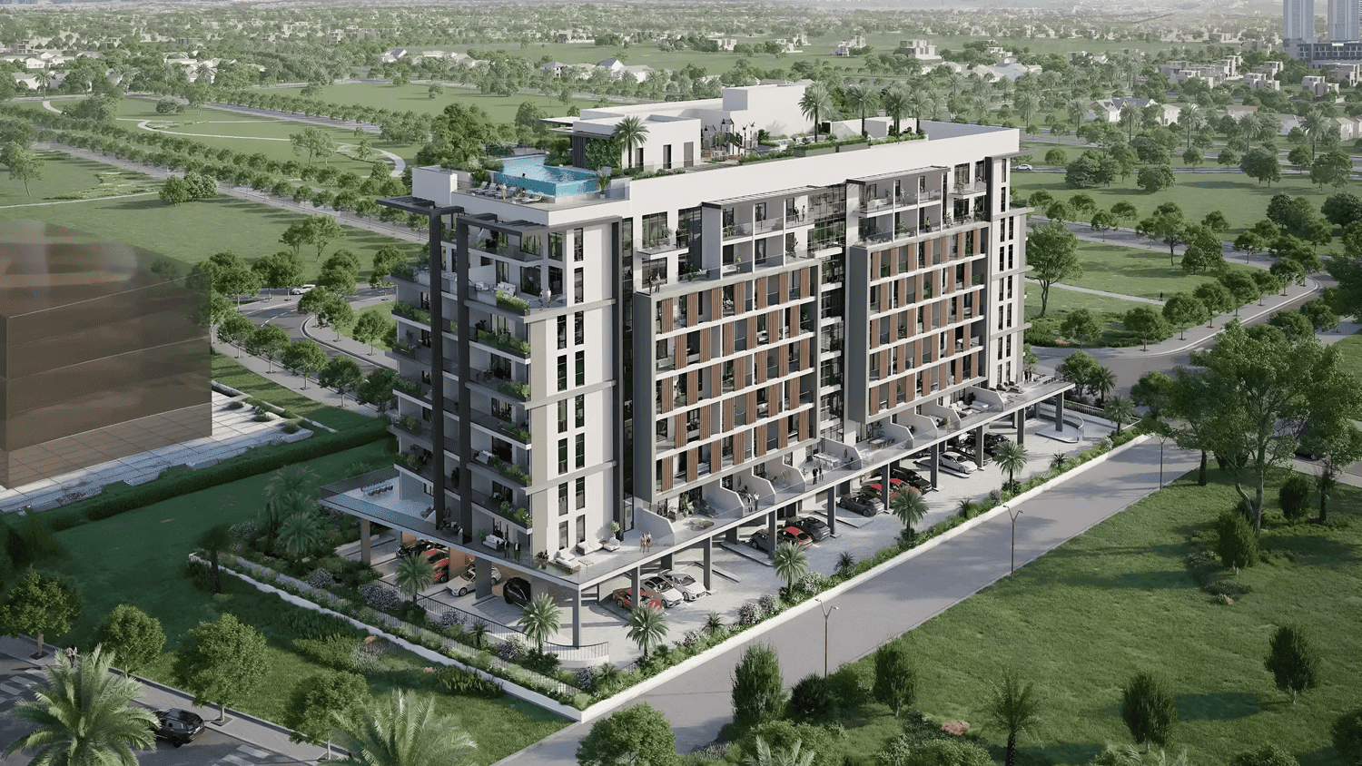 Ghaff Land Residence by Arabian Gulf Properties, Dubai Studio City. Render supplied by developer.