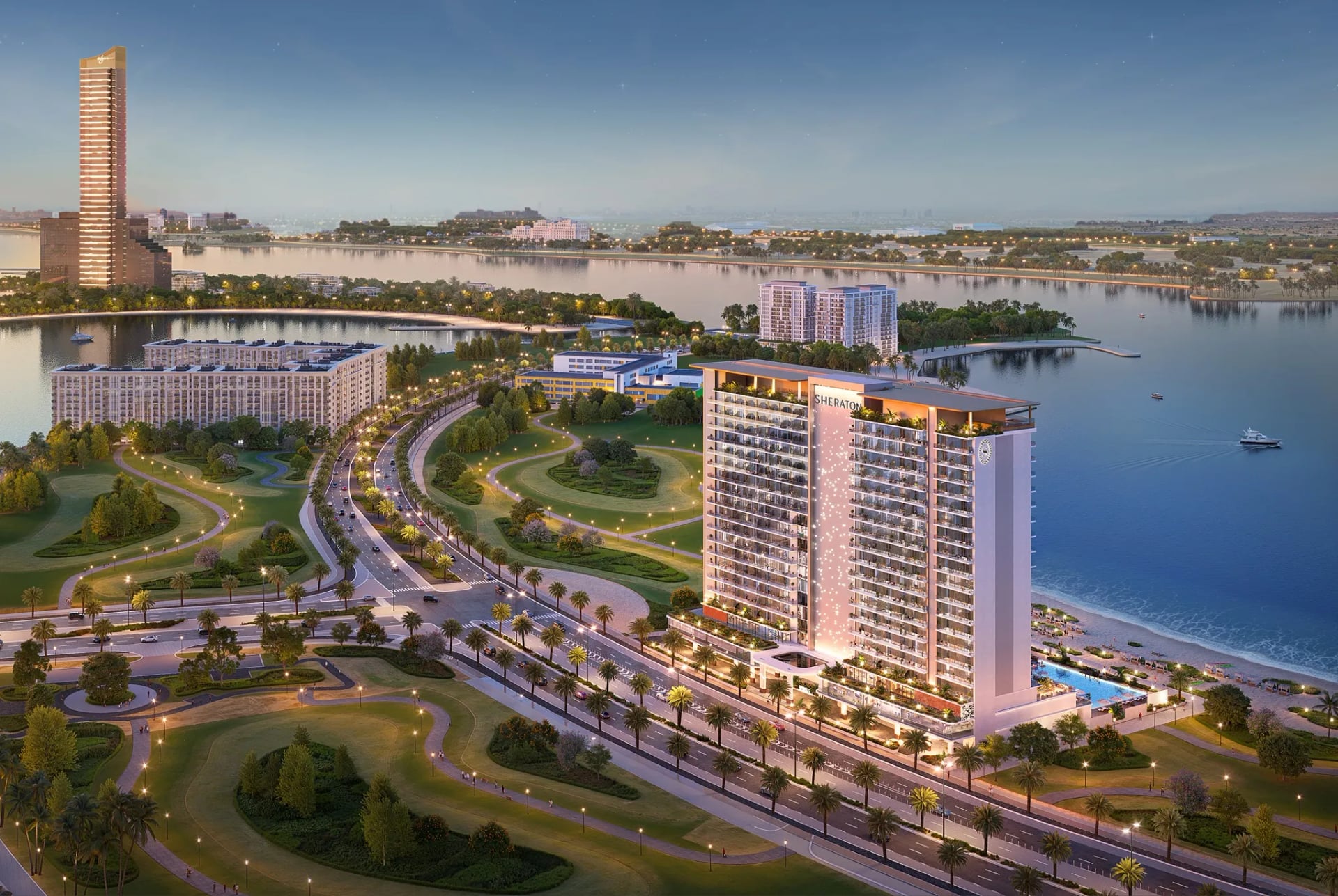 The Residences at Sheraton Al Marjan Island Resort by ATARA Development, image 1 of 17. Render supplied by developer.