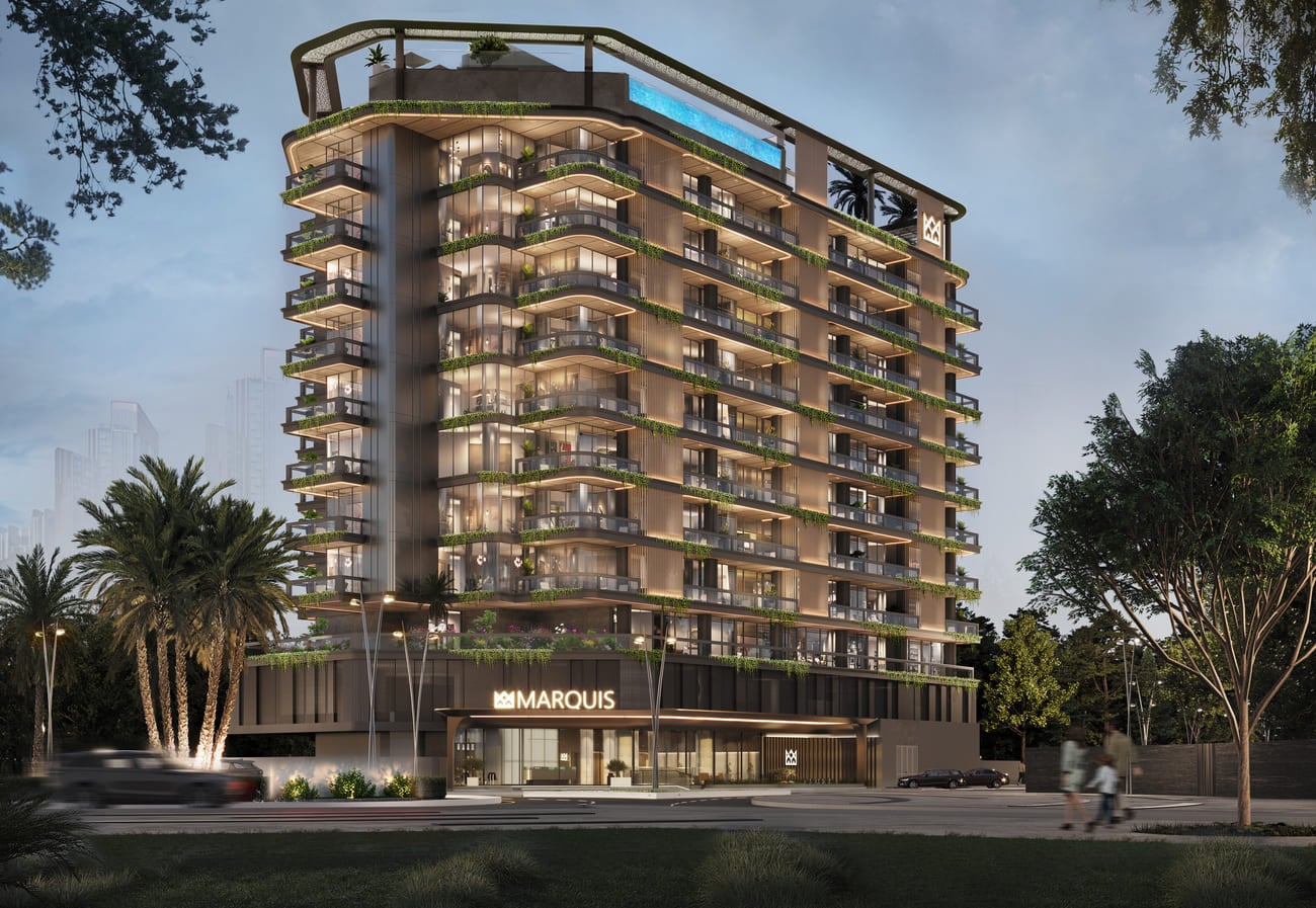 Marquis Vista by Marquis Developers, Dubailand Residence Complex. Render supplied by developer.