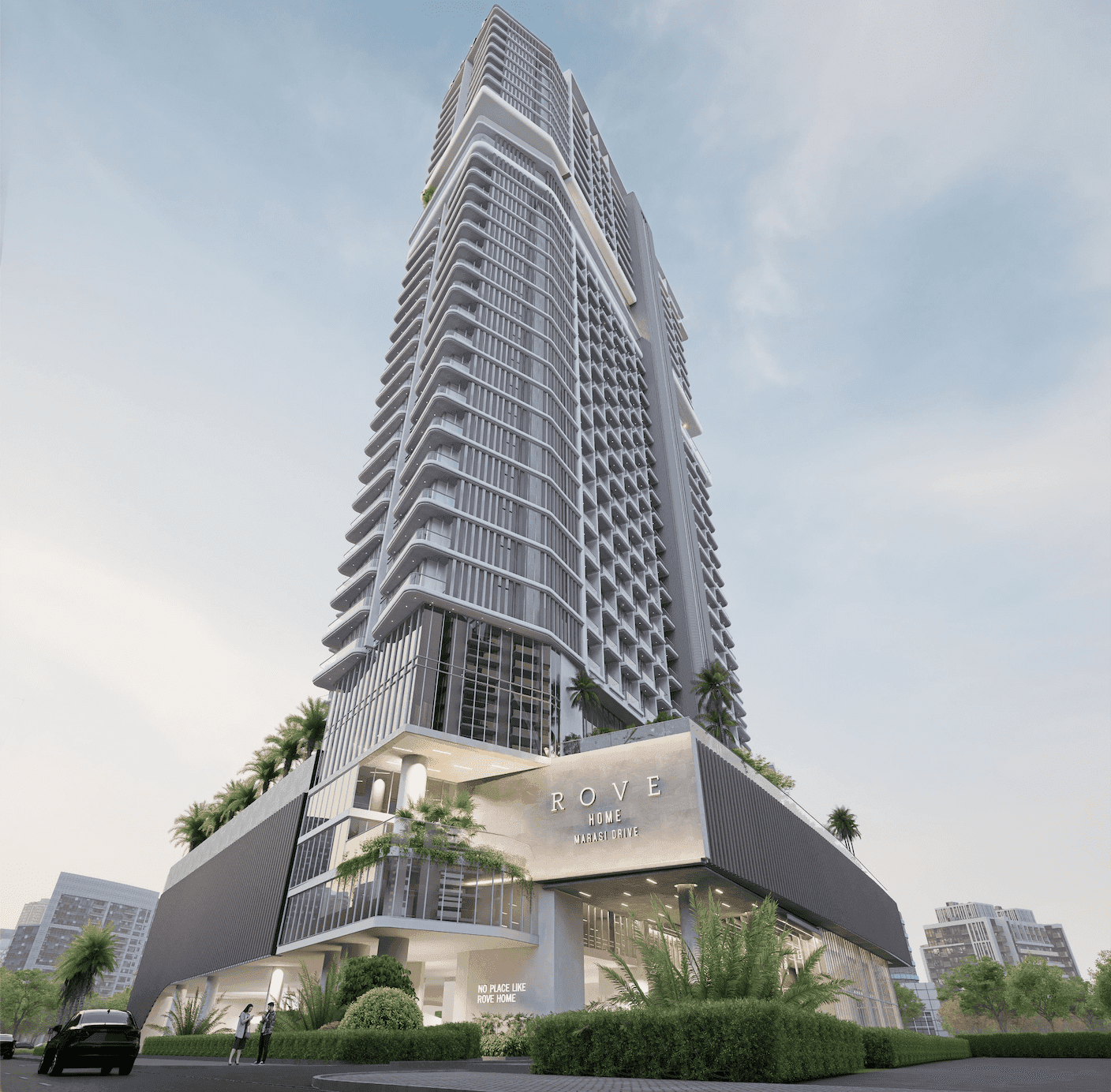 Rove Home Marasi Drive by IRTH Group, image 1 of 18. Render supplied by developer.