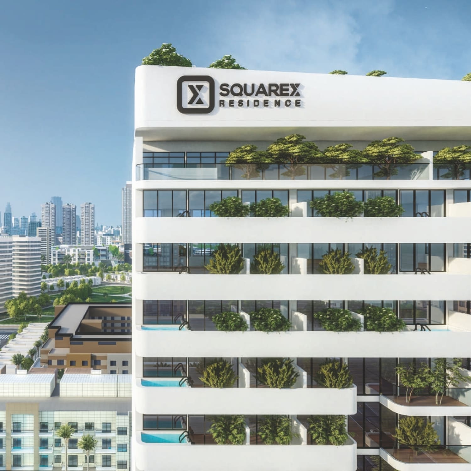 SquareX Residence by Tasmeer Indigo Properties, JVC (Jumeirah Village Circle). Render supplied by developer.