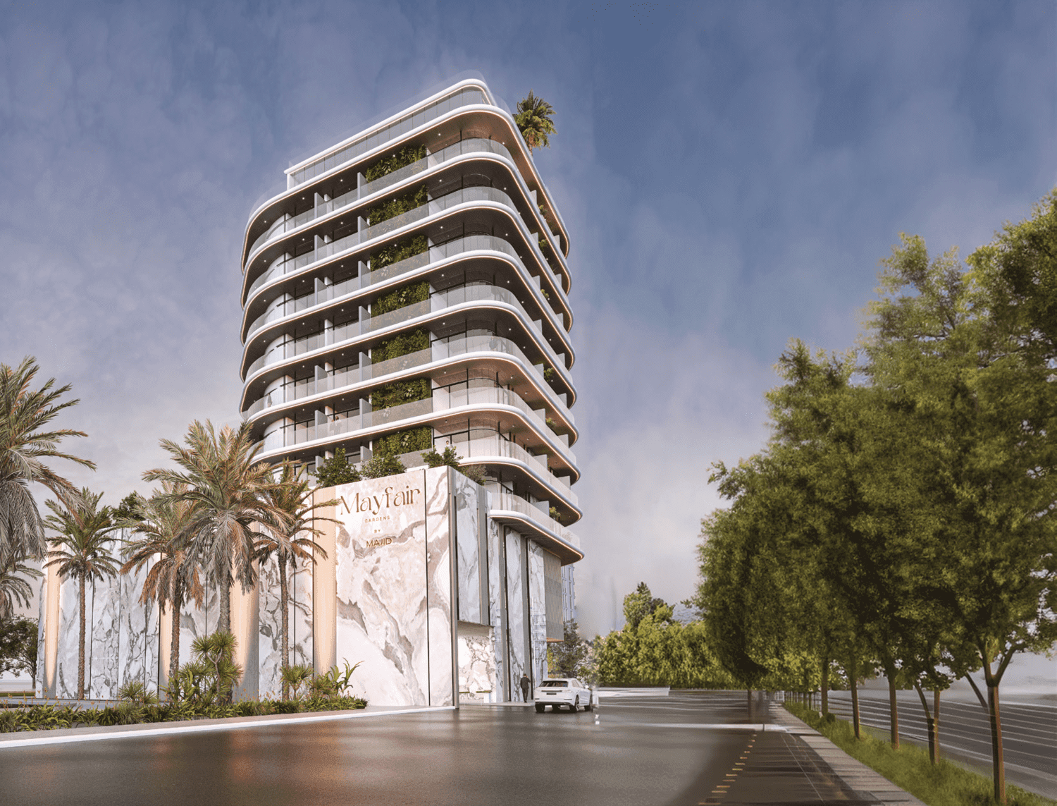 Mayfair Gardens by Majid Developments, Jumeirah Garden City. Render supplied by developer.