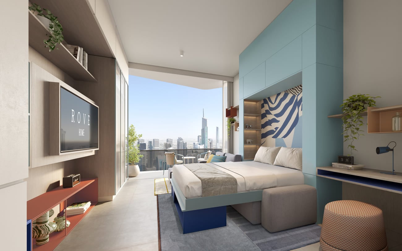 Rove Home Dubai Marina by IRTH Group, image 5 of 27. Render supplied by developer.