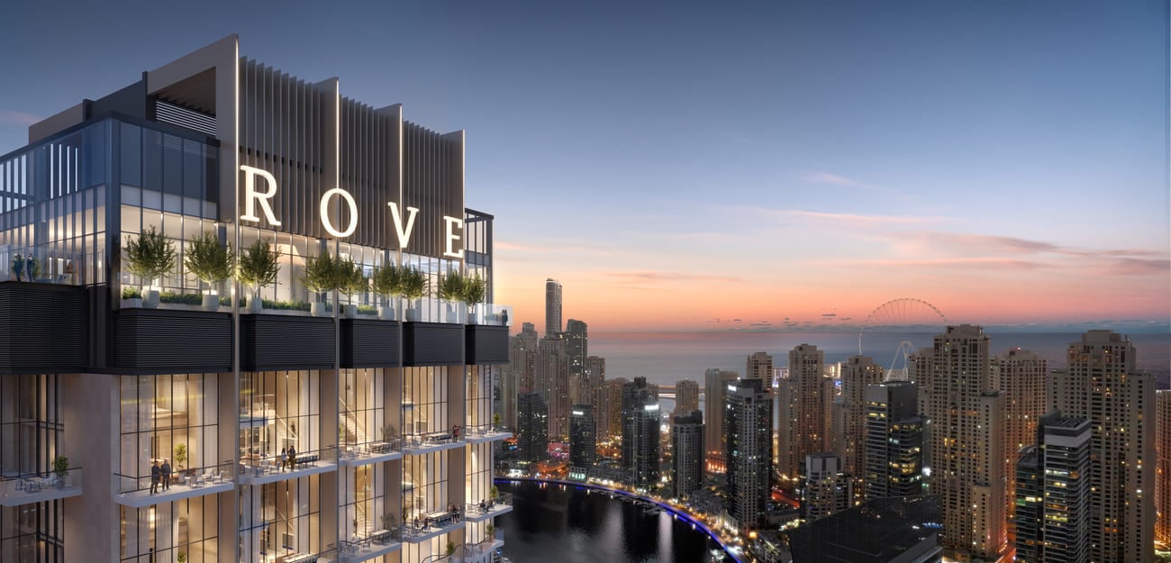 Rove Home Dubai Marina by IRTH Group, image 2 of 27. Render supplied by developer.