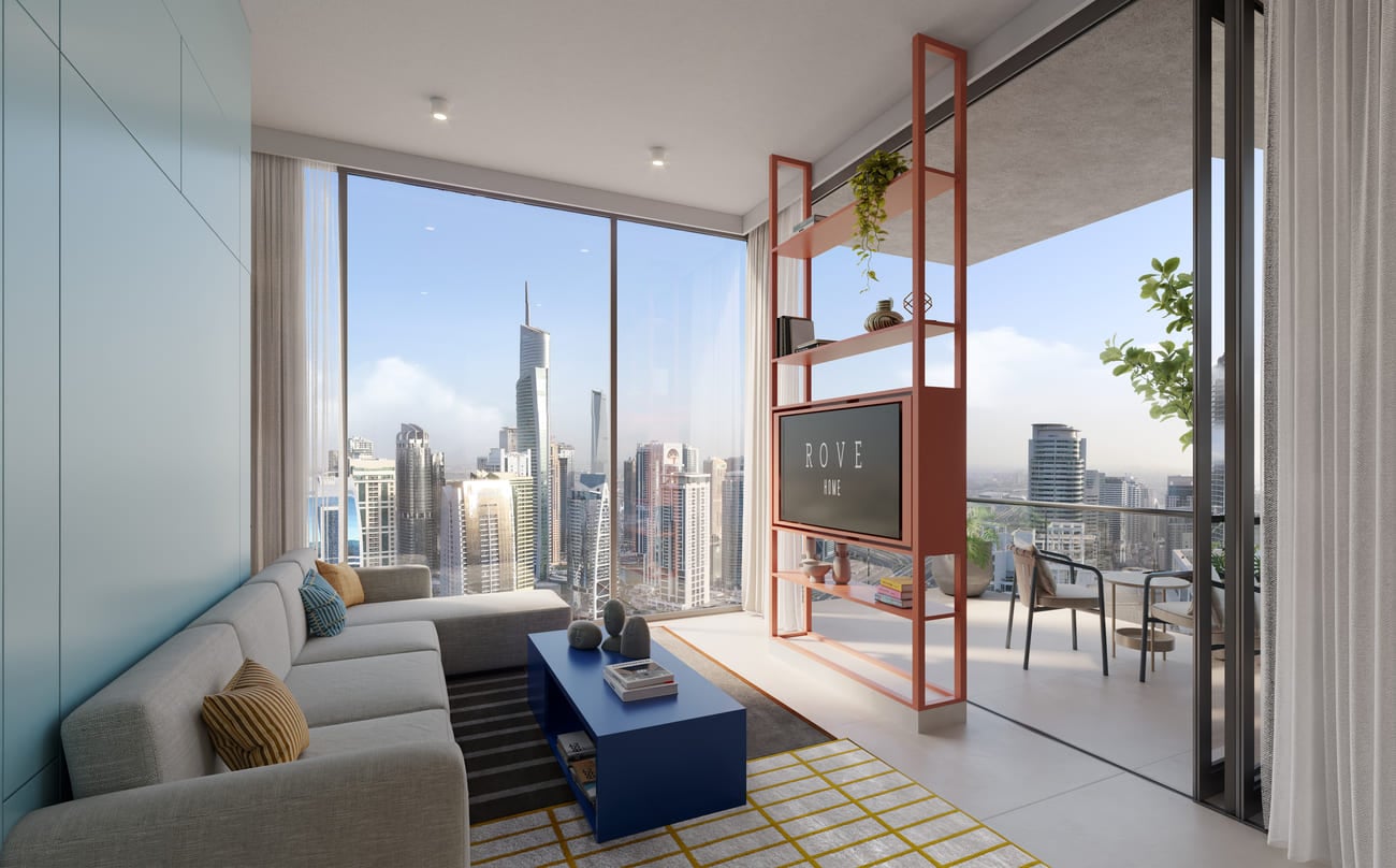 Rove Home Dubai Marina by IRTH Group, image 7 of 27. Render supplied by developer.