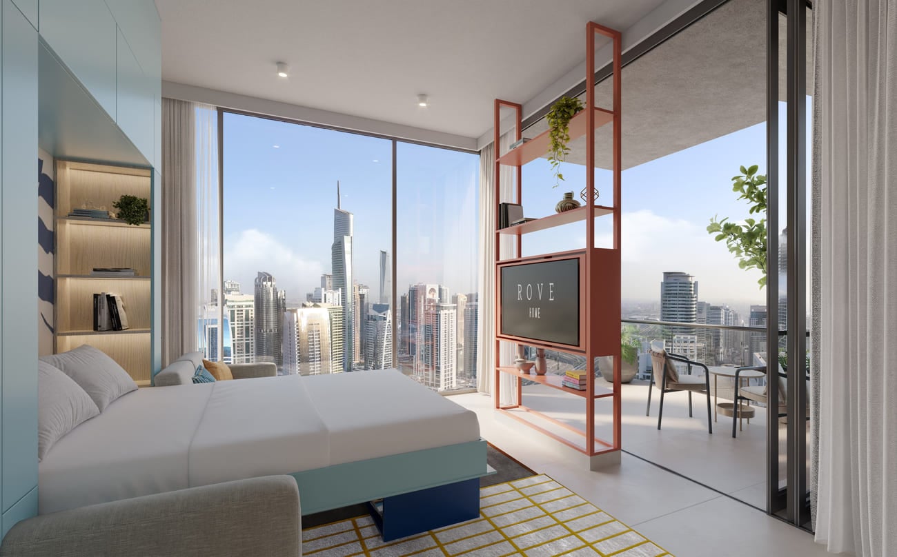 Rove Home Dubai Marina by IRTH Group, image 8 of 27. Render supplied by developer.