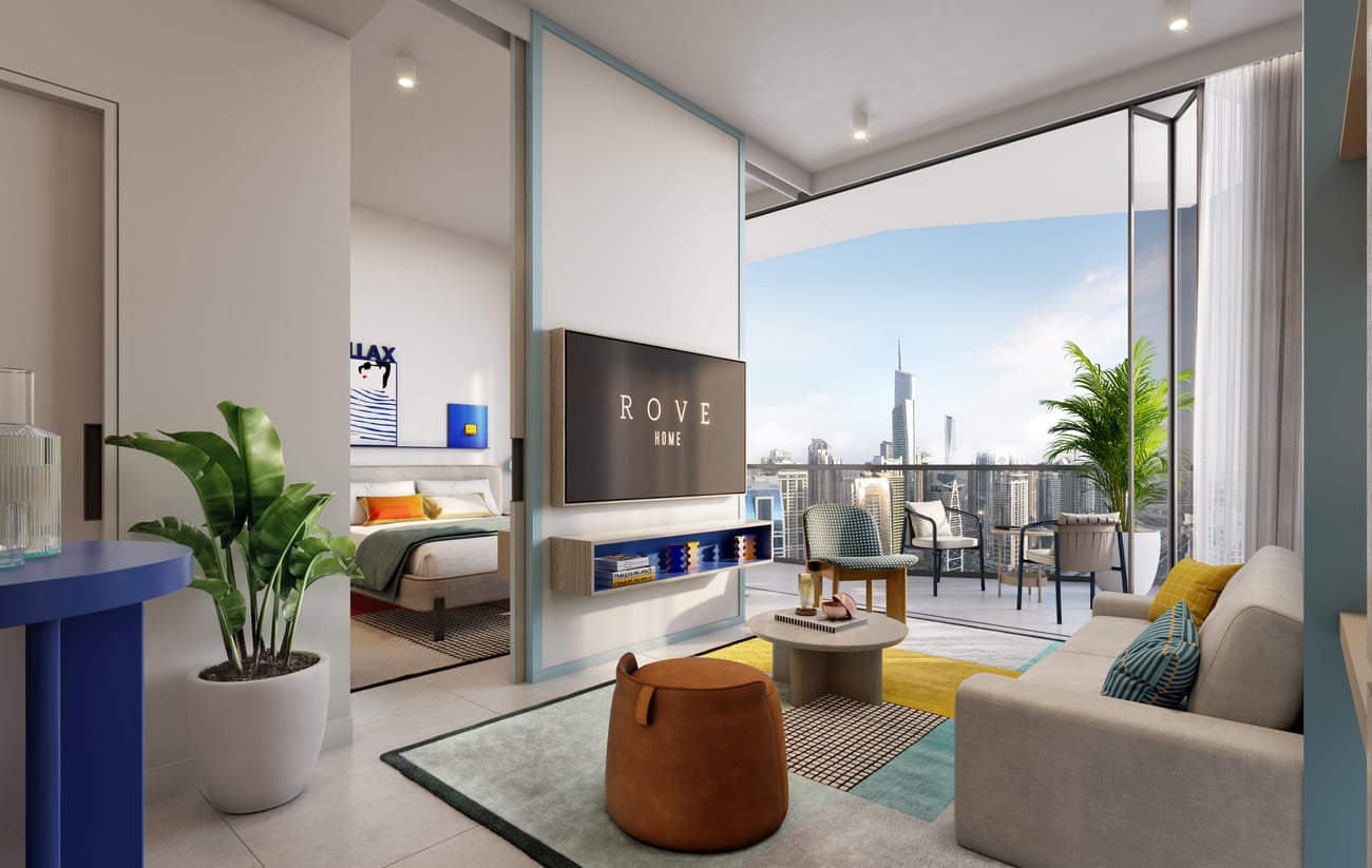 Rove Home Dubai Marina by IRTH Group, image 9 of 27. Render supplied by developer.