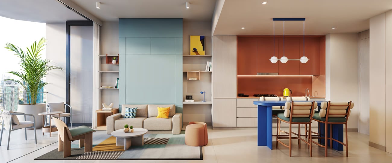Rove Home Dubai Marina by IRTH Group, image 12 of 27. Render supplied by developer.