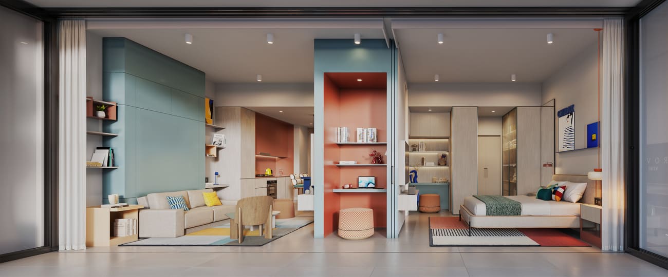 Rove Home Dubai Marina by IRTH Group, image 13 of 27. Render supplied by developer.