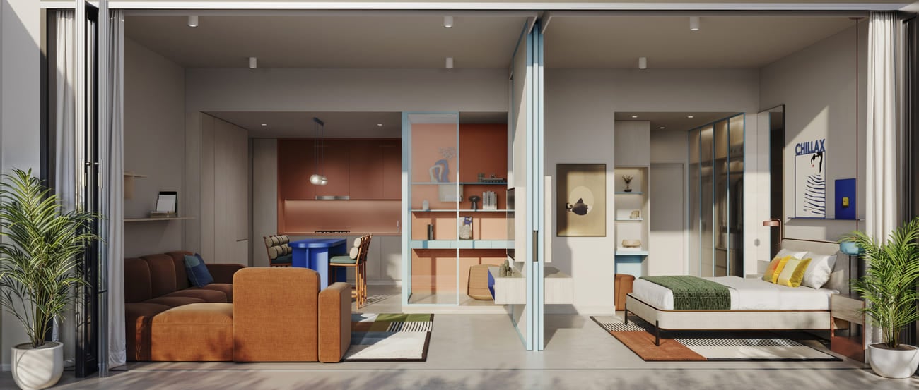 Rove Home Dubai Marina by IRTH Group, image 15 of 27. Render supplied by developer.