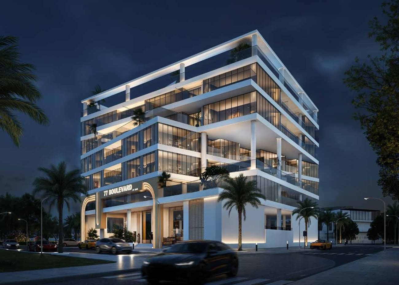 77 Boulevard by BAMX Development, JVC (Jumeirah Village Circle). Render supplied by developer.