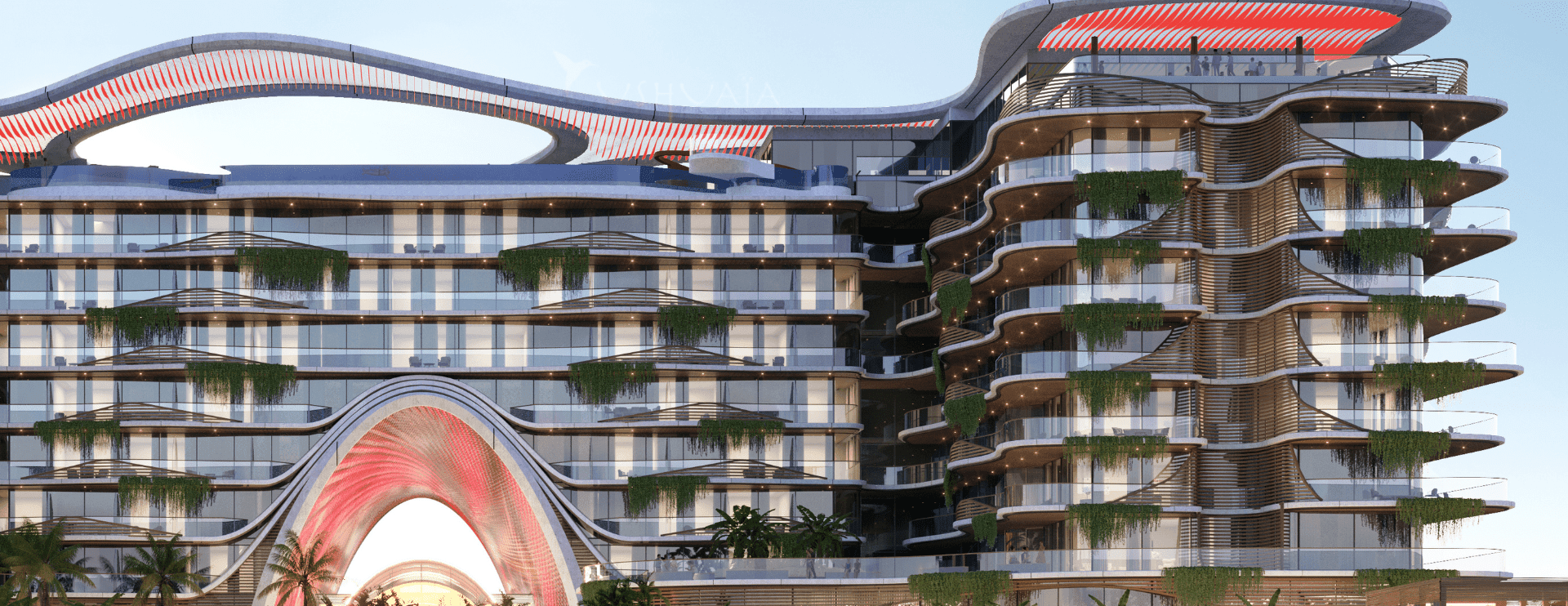 The Unexpected Al Marjan Island Hotel and Residence by ALMAL, image 1 of 12. Render supplied by developer.
