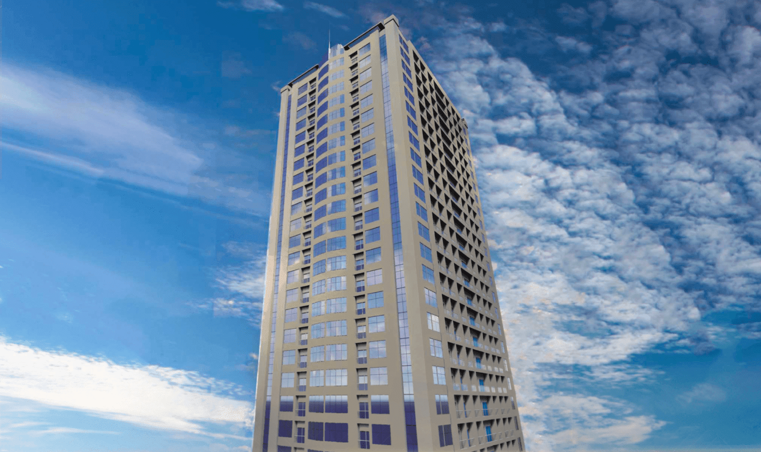Gulf Tower by GJ Properties, Al Heliow. Render supplied by developer.