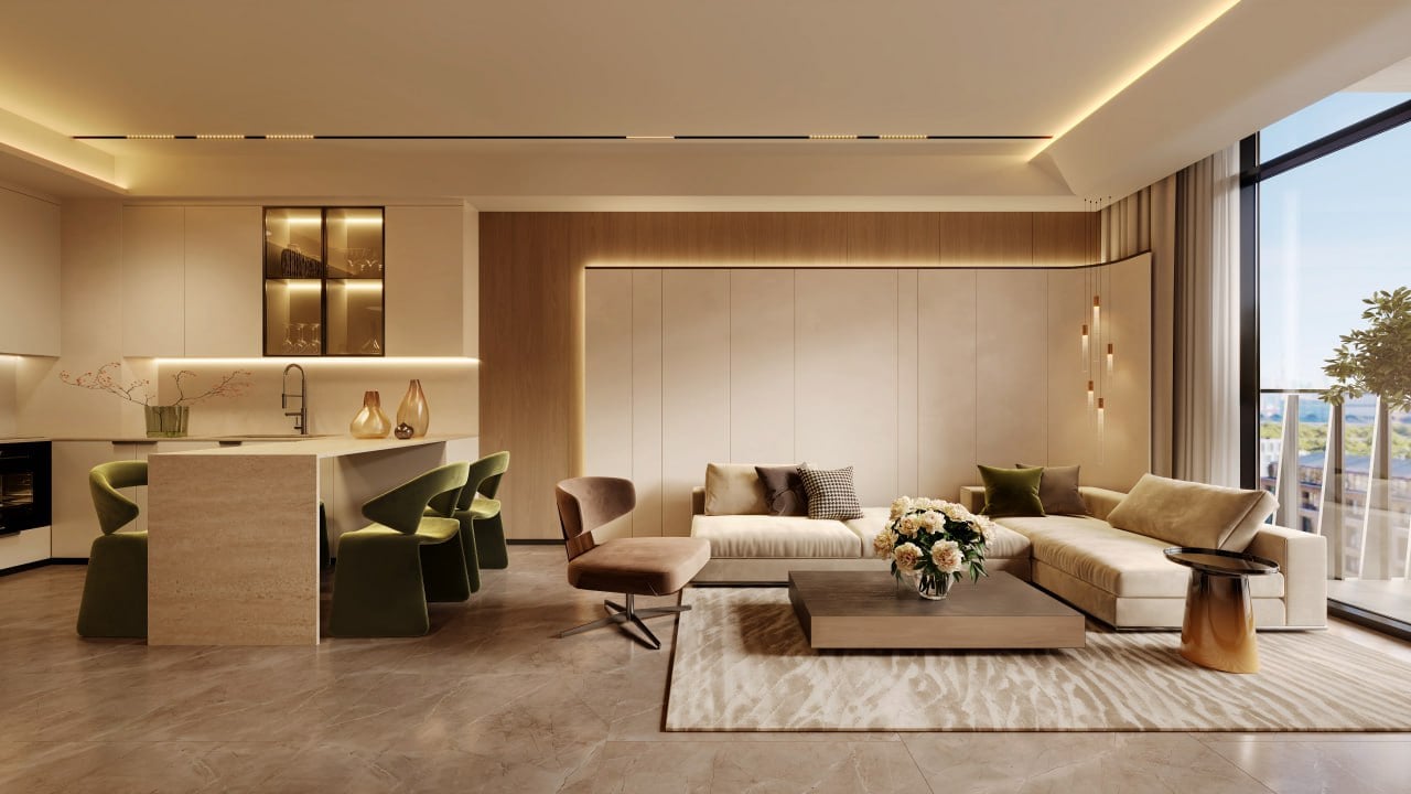 Oasis Residences by Al Helal Al Zahaby Real Estate Development (HZ Development), image 3 of 9. Render supplied by developer.