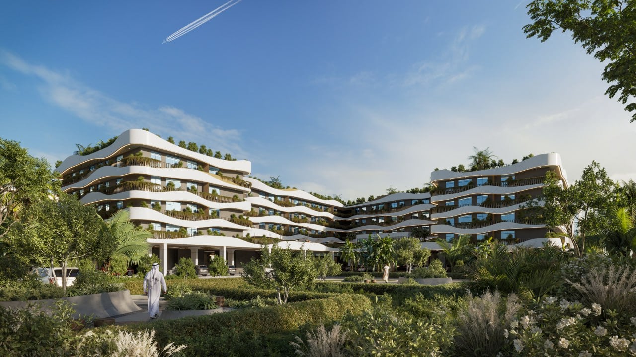 Oasis Residences by Al Helal Al Zahaby Real Estate Development (HZ Development), image 1 of 9. Render supplied by developer.